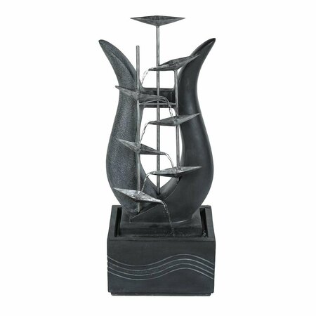 CONFIGURACION 37 in. Modern Abstract Metal Floral Cement Outdoor Fountain CO3266263